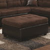 Benzara Transitional Faux Leather and Wood Ottoman With Tufting, Chocolate Brown