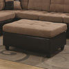 Benzara Transitional Wooden Ottoman With Tufted Microfiber Seat, Chocolate Brown