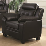 Benzara Contemporary Faux Leather & Wood Chair With Cushioned Armrests, Rich Black