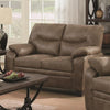 Benzara Transitional Microfiber Fabric & Wood Loveseat With Cushioned Armrests, Brown