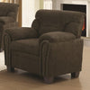 Benzara Transitional Velvet/Faux Leather/Wood Ottoman With Tufting, Chocolate Brown