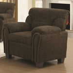 Benzara Transitional Velvet/Faux Leather/Wood Ottoman With Tufting, Chocolate Brown