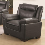 Benzara Contemporary Faux Leather & Wood Chair With Cushioned Armrests, Black