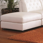 Benzara Contemporary Bonded Leather & Wood Ottoman With Padded Seat, White