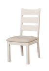 Benzara Wooden Ladder Back Side Chair with Cushioned Fabric Seat, Pack of 2, Weathered White