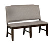 Benzara Fabric Upholstered Wooden Bench with Nail Head Trim, Gray and Brown