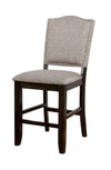 Benzara Fabric Upholstered Wooden Counter Height Chair with Camelback, Pack of 2, Gray and Brown