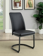 Benzara Metal Elongated Flared Back Side Chair with Cantilever U Shaped Base,Black