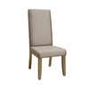 Benzara Modern Solid Wood and Fabric Upholstered Master Chair, Pack of 2, Antique Gold and Beige