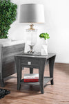 Benzara Wooden End Table with Swooping Curled Legs, Gray