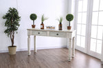Benzara Spacious Wooden Sofa Table with Carved Turned Legs, Antique White