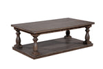 Benzara Wooden Coffee Table with Turned Legs and Open Bottom Shelf, Brown