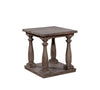 Benzara Wooden End Table with Turned Legs and Open Shelf, Weathered Brown