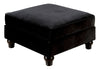 Benzara Fabric Upholstered Wooden Ottoman with Turned Legs, Black and Brown