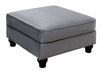 Benzara Fabric Upholstered Wooden Ottoman with Turned Legs, Gray and Brown