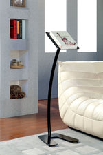 Benzara Modern Style Curved Metal Book Stand with Rotating Top, Black