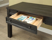 Benzara Transitional Style Wooden Writing Desk with Block Legs, Black