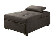 Benzara Tufted Fabric Upholstered Folding Ottoman with Storage, Dark Gray