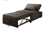Benzara Tufted Fabric Upholstered Folding Ottoman with Storage, Dark Gray