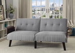 Benzara Contemporary Style Fabric Upholstered Tufted Futon Sofa with Wooden Tapered Legs, Gray