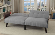 Benzara Contemporary Style Fabric Upholstered Tufted Futon Sofa with Wooden Tapered Legs, Gray