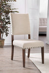 Benzara Fabric Upholstered Solid Wood Side Chair, Pack of 2, Beige and Brown