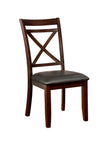 Benzara Leatherette Upholstered Solid Wood Side Chair, Pack of 2, Dark Cherry Brown and Black