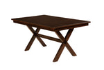 Benzara Rectangular Wooden Dining Table with Trestle Base and X Legs, Dark Brown