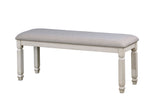 Benzara Fabric Upholstered Wooden Bench, White