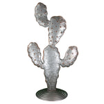 Benzara Cactus Shaped Metal Decoration Piece With Round Stand Base, Gray