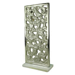 Benzara Rectangular Shaped Aluminum Sculpture With Marble Base, Silver