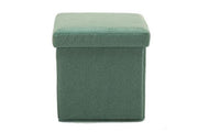 Benzara Fabric Upholstered Wooden Frame Foldable Storage Ottoman, Green