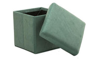 Benzara Fabric Upholstered Wooden Frame Foldable Storage Ottoman, Green