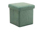 Benzara Fabric Upholstered Wooden Frame Foldable Storage Ottoman, Green