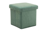 Benzara Fabric Upholstered Wooden Frame Foldable Storage Ottoman, Green