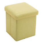 Benzara Fabric Upholstered Wooden Frame Foldable Storage Ottoman, Yellow