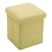 Benzara Fabric Upholstered Wooden Frame Foldable Storage Ottoman, Yellow