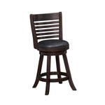 Benzara Swivel Counter Stool with Leatherette Seat, Set of 2, Brown and Black