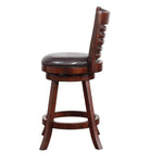 Benzara Leatherette Swivel Counter Stool with Ladder Back, Set of 2, Brown
