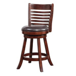 Benzara Leatherette Swivel Counter Stool with Ladder Back, Set of 2, Brown
