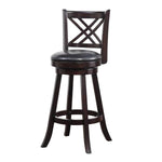 Benzara Double X Backrest Leatherette Swivel Barstool, Set of 2, Black and Brown