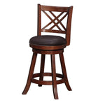 Benzara Double X Backrest Leatherette Swivel Counter Stool, Set of 2, Brown
