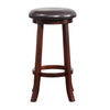 Benzara 29 Inch Leatherette Round Seat Barstool with Flared Legs, Set of 2, Brown