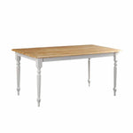 Benzara Grained Rectangular Wooden Dining Table with Turned legs, Brown and White