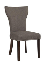 Benzara Fabric Upholstered Side Chair with Wingback Design, Set of 2,Gray and Brown