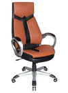Benzara Leatherette Office Chair with Casters and Adjustable Height, Orange and Black