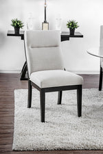 Benzara Wooden Side Chair With Fabric Upholstered, Black and Gray, Pack of 2