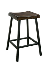 Benzara Wooden Counter Height Stool with Metal Legs, Pack Of 2 Black and Brown