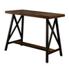 Benzara Wooden Counter Height Table With Angled Metal Legs, Black And Brown