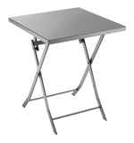 Benzara Industrial Styled Metal Folding Table with Cross Legs, Silver